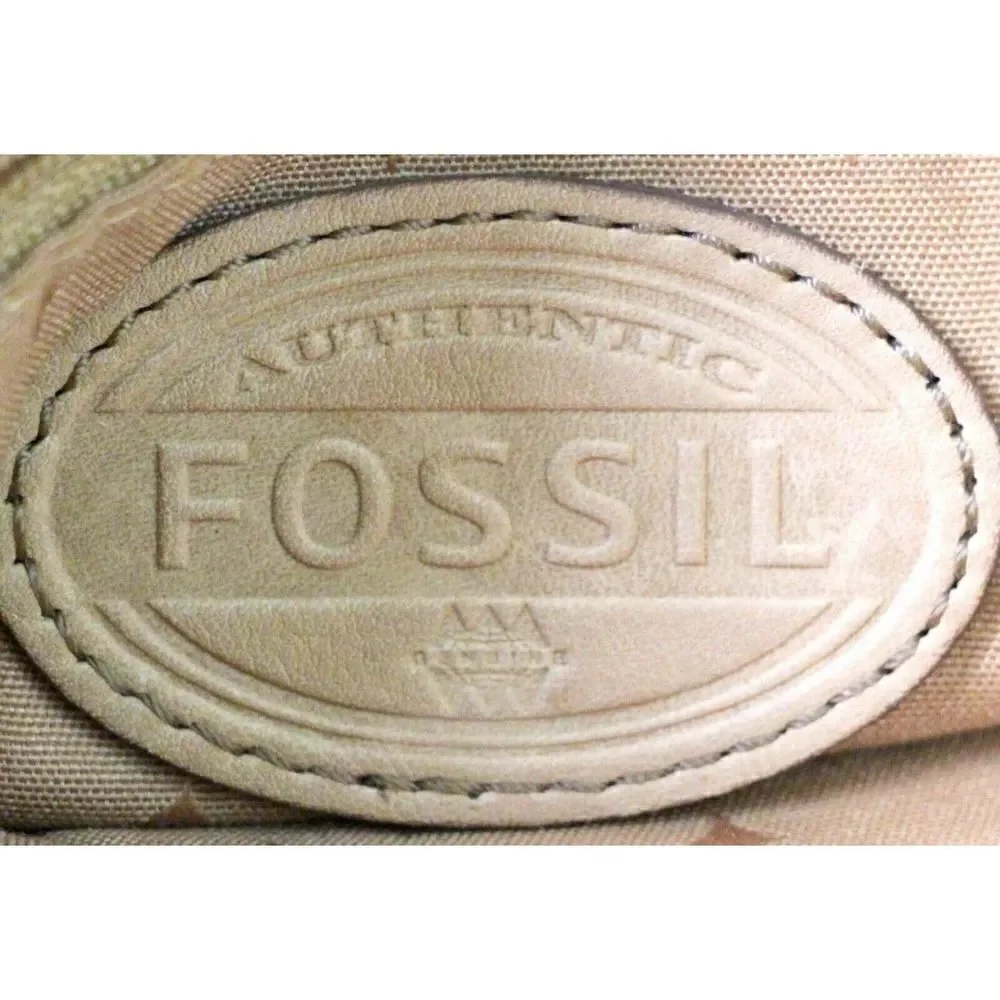 FOSSIL SOFT BEIGE TAN GENUINE LEATHER SMALL MESSENGER SHOULDER BAG HANDBAG PURSE